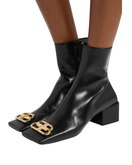 Balenciaga Black BB Square-Toe Ankle Boots 41