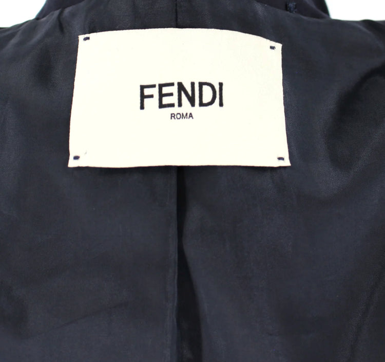 Fendi Wool Single Breasted Navy Blue Formal Blazer Suit Jacket - 36