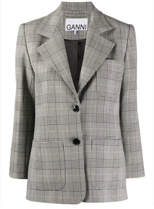Ganni Prince of Wales Check Blazer - 36