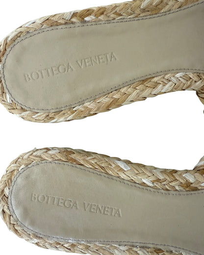 Bottega Veneta Raffia Stretch Flat Sandals Macadamia 41