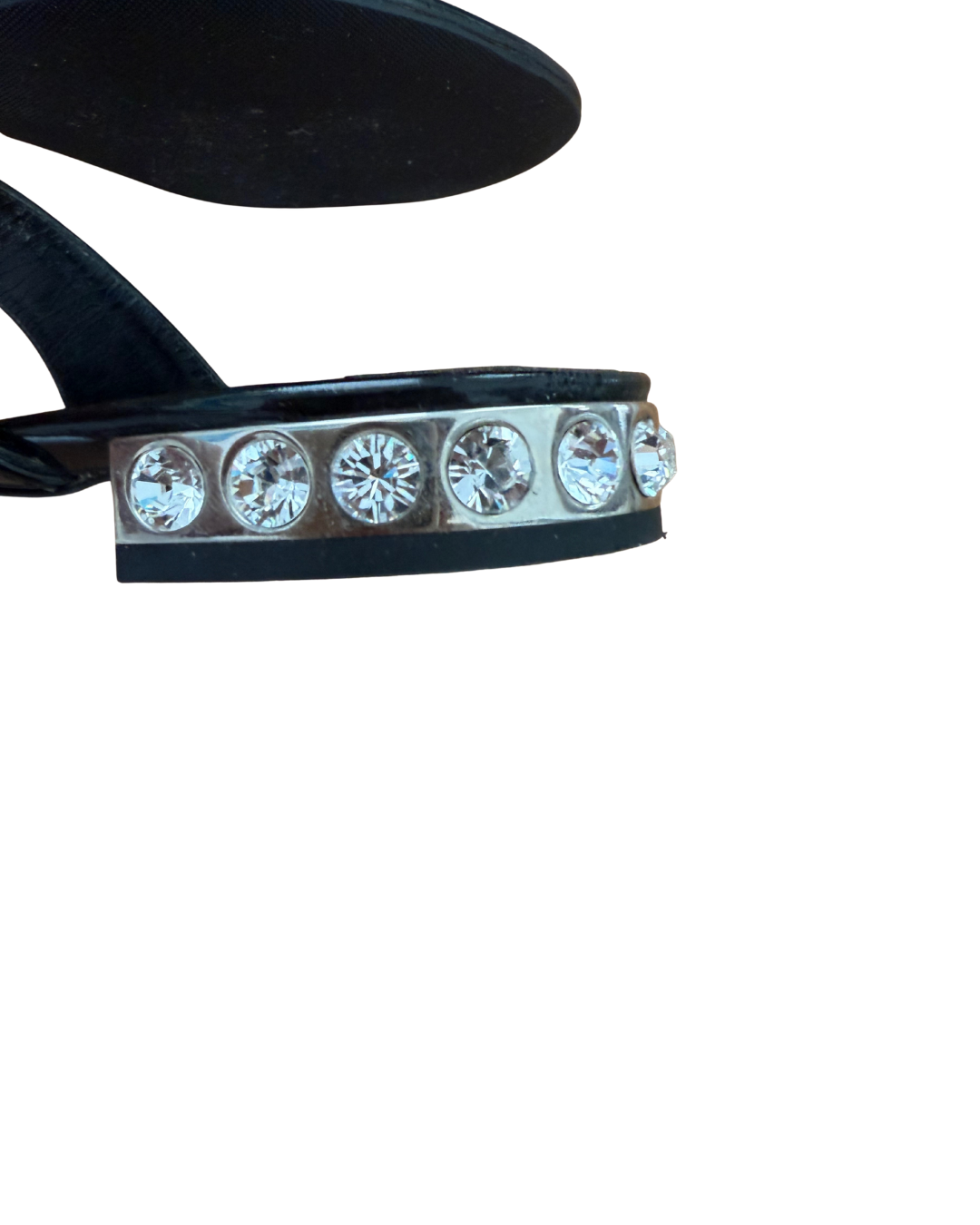 Miu Miu Black Patent Crystal-Embellished Sandals 41.5