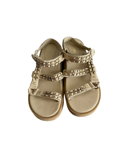 Chanel Beige Leather Chain Sandals 42