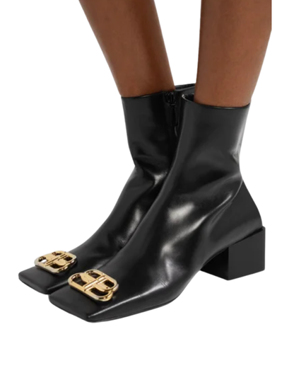 Balenciaga Black BB Square-Toe Ankle Boots 41