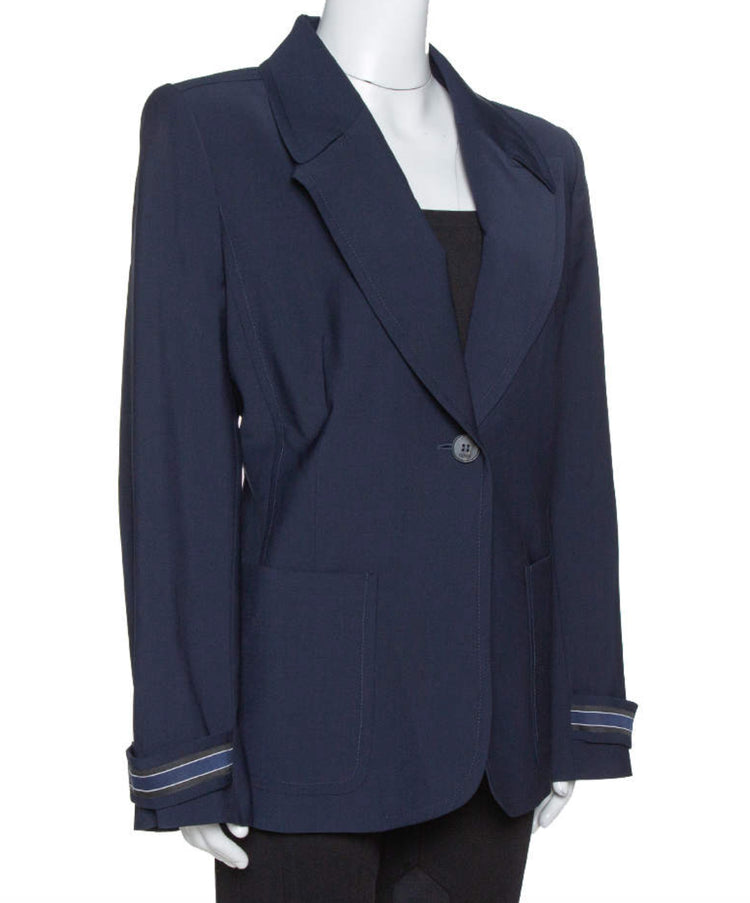 Fendi Wool Single Breasted Navy Blue Formal Blazer Suit Jacket - 36