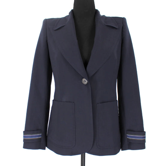 Fendi Wool Single Breasted Navy Blue Formal Blazer Suit Jacket - 36