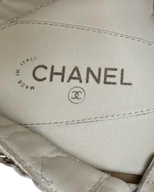 Chanel Beige Leather Chain Sandals 42